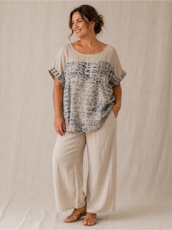 Tops - 100% Linen Oversized Tunic Top 2X NWT Made in Italy